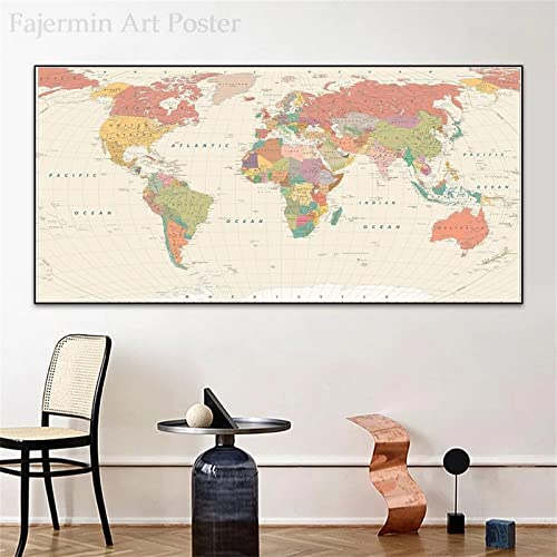 Diamond Painting Weltkarte 5D Diamant Painting Voll Set mit Diamond Painting Zubehör, 50x100cm Leinwand Groß Bilder Malen Nach Zahlen Erwachsene Kinder Geschenk für Deko Wohnzimmer Schlafzimmer