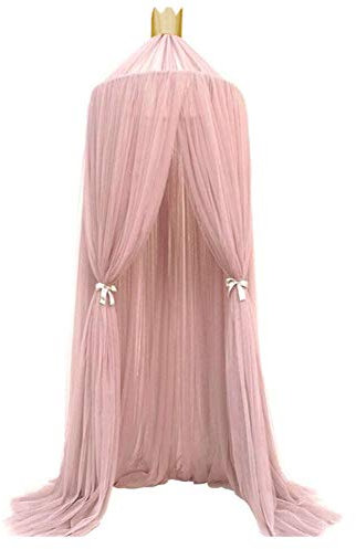 Asixxsix Mosquitera, Elegante Domo,Toldo de Cama Suave y Transpirable para Jugar, Toldo de Tienda, Princesa, Niñas, Decoración de la Habitación, Sala de Niños, Cuna de bebé,Cortina Colgante (Rosa)