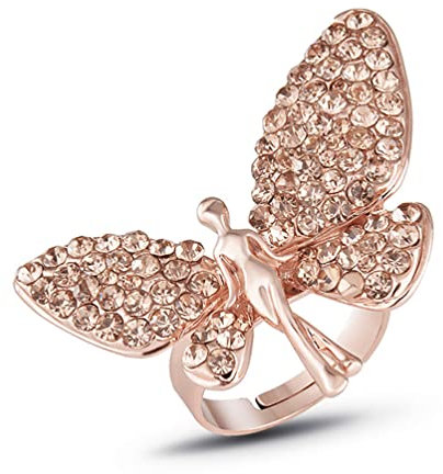 YAHOYA Luxus Engel Flügel Ringe für Frauen Mode Gold Party Cocktail Kristall Eröffnungsring Vintage Schmuck