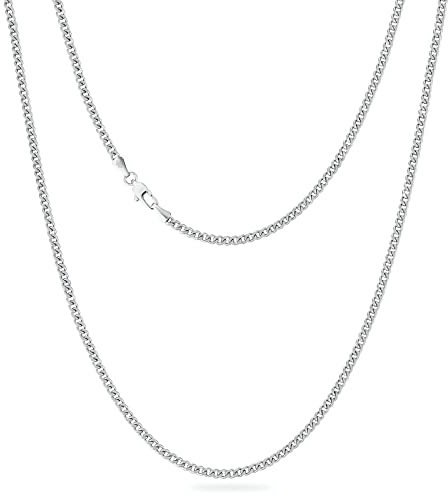 KRKC&CO 3mm Kette Damen, Herren Edelstahl Panzerkette mit Diamantschliff, Silbrig Cuban Link Chains Silberkette, Geschenke für Frauen Mädchen Männer Jungs, [Länge 45,7cm]