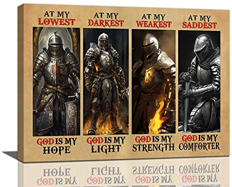 Rüstung Gottes Wandkunst Inspirierende Samurai Krieger Bilder Wanddekoration Inspirierende Leinwanddrucke Gerahmtes modernes Gemälde Kunstwerk für Badezimmer Schlafzimmer Büro Wohnzimmer 40,6 x 30,5