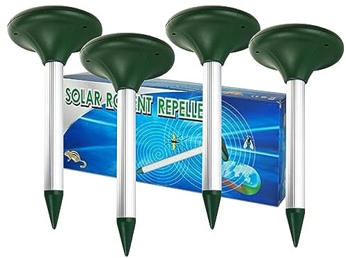 HUKITECH Solar Maulwurfschreck - SET mit 4 Stück - Effektiver Schutz vor Nagetieren mit Solarenergiebetrieb