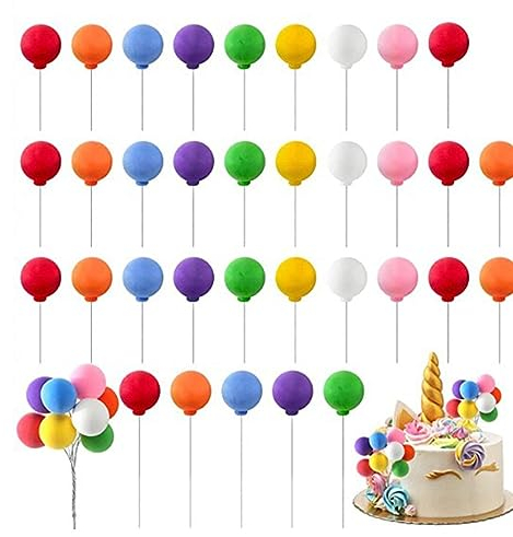 50 Stück Kuchen Deko Kugeln Bunte Luftballons Cake Topper Geburtstag Mini Ballon Kuchendeckel cupcake topper Tortenaufleger Luftballons für Kuchen DIY Deko für Geburtstag, Valentinstag, Hochzeitstag