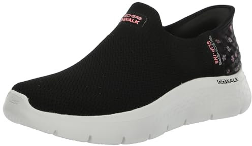 Skechers Go Walk Flex Sunset Rose Baskets à enfiler mains libres pour femme, noir/rose, 42 EU