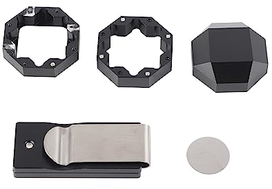 Tbest Kreidehalter Billard,Schwarz Billard Magnetisch Für Beste Billardrunde,Fingerschienen,Aluminium-Queue-Kreidehalter-Clip,Achteckig,Universeller 3-Lagiger