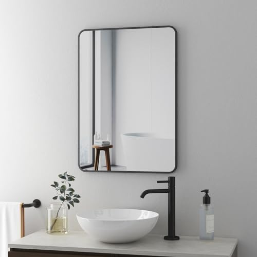 BD-Baode Dekospiegel 50x70cm Spiegel Schwarz ohne Beleuchtung Rechteckig Spiegel Wandspiegel für Badezimmer, Waschräume, Schlafzimmer