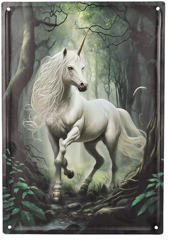 Das letzte Einhorn Blechschild 40 cm - Fantasy Wand Deko Schild Metallschild Blech Metall Drache