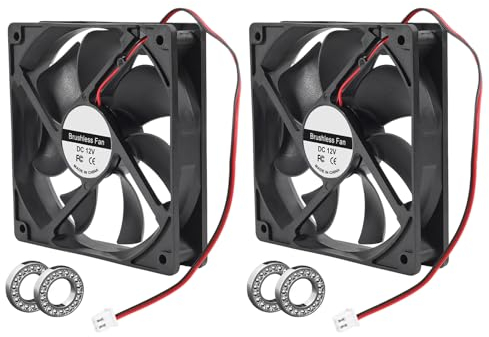 AITRIP 2 Stück 12025 12V Lüfter, Bürstenloses Doppelkugellager120 x 120 x 25 mm, 12 cm, 120 mm, Gleichstrom, Kühlventilator für Computergehäuse CPU-Kühlern, Heizkörpern