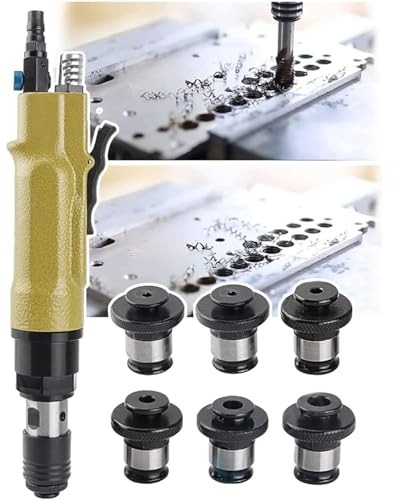 Pneumatische Gewindeschneidmaschine zum Bohren/Gewindeschneiden, Luftbohrwerkzeug mit umkehrbarer Rotation, mit 6 selbstsichernden Spannfuttern, für Stahl, Eisen, Kupfer, Aluminium, Kunststoff und and