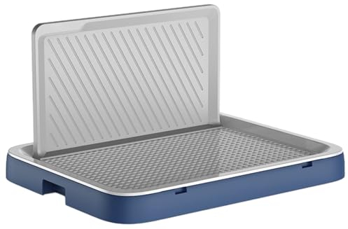 Pasdrucn Hundetoilette Wohnung, Balkon Indoor Hundetoilette Mit Tablett, Hundeklo Für Zuhause, Hundekotsammler Mit Urin Trennwand, Welpentoilette Für Kleine Hunde,Schnelle Drainage (L,Blau)