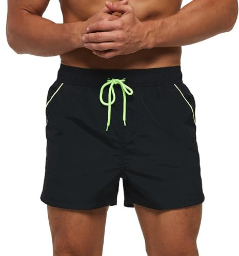 Donason Bañador Hombre Traje de Baño Secado Rápido Bañadores de Natación Hombres Shorts de Baño Pantalones Cortos de Playa con Forro de Malla y 3 Bolsillos
