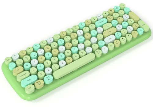 KNOWSQT Bluetooth Keyboard - Green Colorful Multi Device Wireless Typewriter Keyboards - Round Keycaps 100 Keys Cute Keyboard for Windows, Laptop, PC, Tablet, iPad, iPhone, Chrome