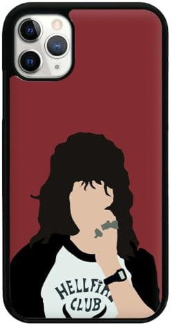 Fun Cases Eddie Munson Hellfire - Things Stranger Black Flexible Rubber Sides Clip-On Phone Case - iPhone 13 Mini Compatible