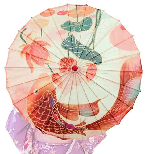 Parapluie japonais, parapluie chinois de la soie en soie de 32 pouces avec du bambou, parapluie de danse chinoise, parasol japonais classique pour les fêtes de mariage costumes de photographie cospla