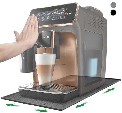 Inwee Silicone Mat Under Coffee Machines, Automatic Coffee Machines Espresso Accessory, Multifunctional Rubber Mat, 48x30cm with Edge and Felt, Barista Accessories (Gray)