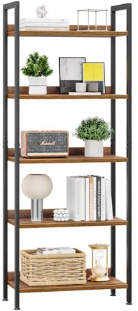 APPOLYN Bücherregal Mit 5 Ebenen, Heimbüro, Bücherregal, Aufbewahrungs-Organizer, Industrielles Design, Für Schlafzimmer, Wohnzimmer Und Heimbüro, 60 x 30 x 153.5cm, Vintagebraun