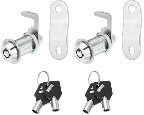 PATIKIL 1-1/8 Inch Cabinet Locks with Key, 2 Pack Keyed Alike for RV Drawer Storage Cart Mailbox Compartment Door Tool Lock, Silver
