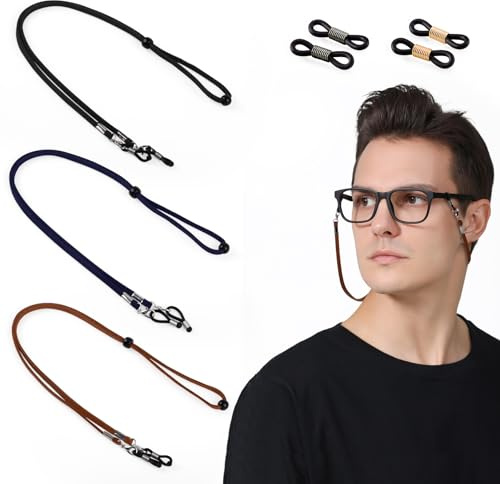 MEGAVOW 3 Stück Brillenband, Universal Brillenkette Brillenbänder Einstellbarer Brillenschnur Brillenkordel Anti Rutsch Brillen Kette für Damen und Herren