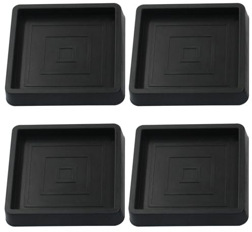 Piutouyar Lot de 4 dessous de verre carrés de 6,3 cm en caoutchouc noir antidérapant pour pieds de meubles pour sols en bois dur