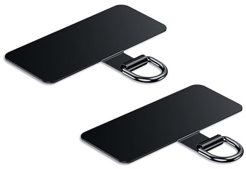 Heavy Duty Tether Tab - 44lbs Load Capacity, Metal Lanyard Patch & Strap Adapter for iPhone Android, Universal for Full Phone Cases (Black+Black)