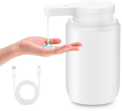 Mamiddle Dispensador Automático de Jabón con Sensor Infrarrojo, Carga USB-C, Resistente al Agua IPX5, para Cocina y Baño (Blanco - Tipo Líquido)