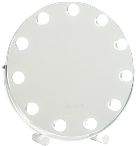 Flamingueo Runder Spiegel mit Beleuchtung - 11 LED - 3 Modi - Einstellbare Intensität - Touch Control - Vanity Mirror - Einstellbare Position - Weiß - 42,5x10x42cm