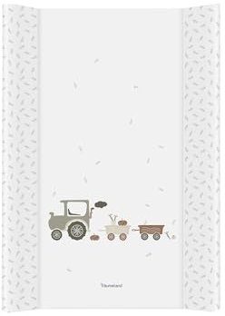TRÄUMELAND - Little Farm grün | Wasserabweisende und abwischbare Wickelmulde mit süßen Traktoren |Wickeltischauflage ausThermo-Vlies und phtalatfreie PVC. 50x70 cm