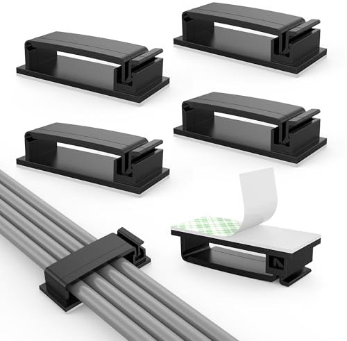 50 Stk kabelhalter selbstklebend, Kabelmanagement,kabelschellen für TV, PC, Laptop, Ethernet Kabel, Desktop, Heim, Büro (Schwarz)