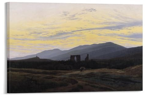 Peintre Caspar David Friedrich Tableaux de paysages célèbres Ruine d'Eldena dans les montagnes géantes Poster Art Peinture sur toile Décoration murale Photo Décoration d'intérieur moderne 40 x 60 cm
