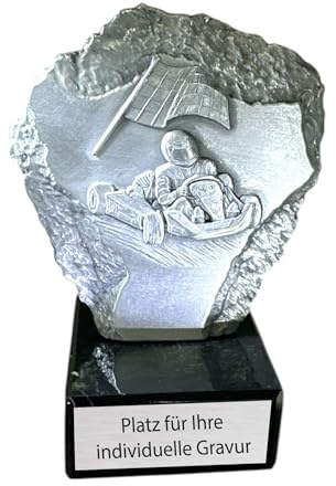 eberin Coupe en métal pour karting - Trophée de karting avec gravure - 4 couleurs - Sur socle en marbre - Idéal pour toute remise de victoire sur la piste de karting - 14 cm