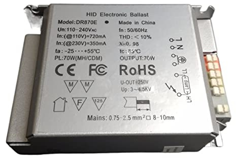 PXQPYMATX Ballast électronique HID à Large Tension 70W 85-265V adapté aux Lampes G12 G8.5 RX7S TT Ballast