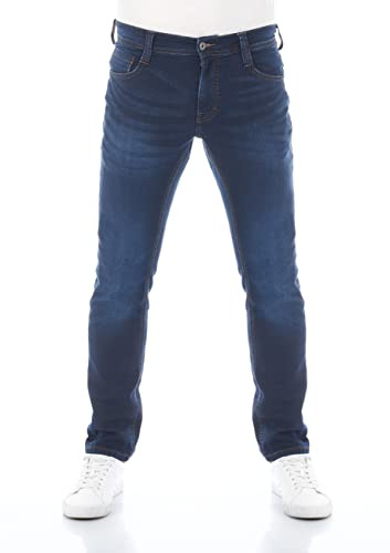 MUSTANG Jeans Herren Stretch lang Real X Oregon Tapered K Stretchhose Jeanshose Sweathose Denim Baumwolle, Größe:W 42 L 34, Farbauswahl:Blue Denim (982)