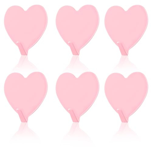 Dimeho 6 Stück Haken Selbstklebend Wandhaken Dekorative Klebehaken zum Aufhängen Edelstahl Kleiderbügel Bunt Klebe Haken Ohne Bohren (Rosa)