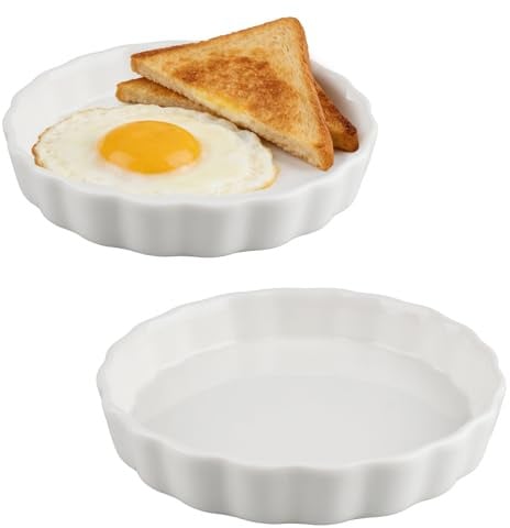 suaywo 2 Stück Quicheform Keramik 6 Zoll Tarteform Rund Mit Antihaftbeschichtung 14.4 cm Tarteform Keramik Obstkuchenform für die Zubereitung von Muffins, Pfannkuchen, Nudeln und Pizza (weiß)