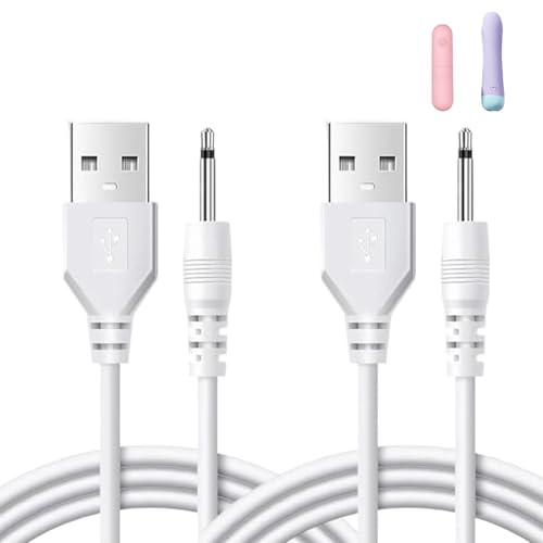 Ajsdvog 2.5mm USB DC Charger Cable 2Pack for Massager Vibrator | DC to USB Charging Cord for Beauty Devices, Laptop, Wall Charger, Car Charger, Power Bank - Durable, Fast Charging