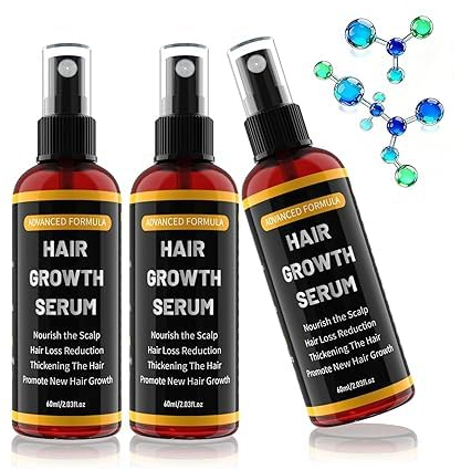 Haarwachstum Serum Spray Für Männer/Frauen, Haarwachstum beschleunigen, haarausfall frau Verhindern, Mit Rosmarinöl, Rizinusöl Und Biotin Haaröl Wachstum, Bartwuchsmittel 60ml(3er Pack)