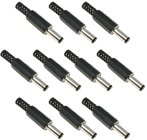 Switch Electronics 2.5mm x 5.5mm Male Power Plug Jack DC Connector 14mm Long (Pack of 10)