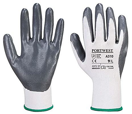 Portwest Flexo Grip Nitril Handschuh , Größe: XL, Farbe: Grau/Weiß, A310GRWXL