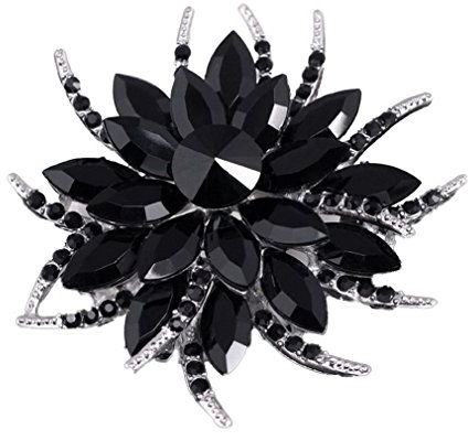 YAZILIND Fashion big Rhinestones en Cristal Alliage Zirconia Broche Corsagee Femmes Filles Accessoires (Noir)
