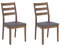 Retro Essstuhl 2er Set Gummibaumholz dunkelbraun Kunstleder grau Modesto