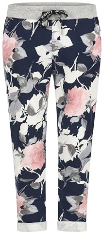 Mississhop Damen Hose Blumen Jogginghose Baumwolle Freizeithose Boyfriend Blumenprint