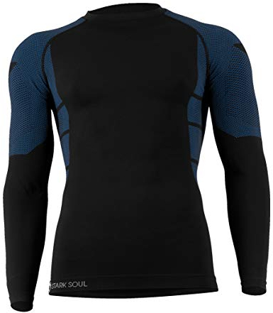 STARK SOUL Herren Ski Funktionswäsche, Outdoor Unterwäsche (S/M Hemd blau/schwarz)