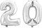 WeAreAwesome Folien-Ballon Luft-Ballon Zahl 20 Silber 60CM XL Aufpusten Geburtstag Jubiläum Jahrestag Feier