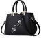 NICOLE & DORIS Handtaschen Damen modische Damenhandtaschen taschen Damen Umhängetaschen mit Blumenmuster Spleiß Farbe Schwarz