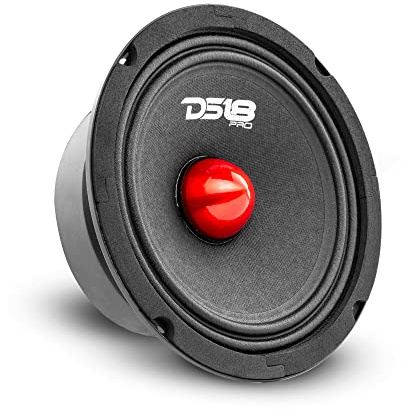 DS18, PRO-GM8.4B Lautsprecher, 20,3 cm, Mitteltöner, rotes Aluminium-Bullet, max. 580 W, 4 Ohm, 3,81 cm Kapton-Schwingspule, Audio-Türlautsprecher für Auto- oder LKW-Soundsystem (1 Lautsprecher)