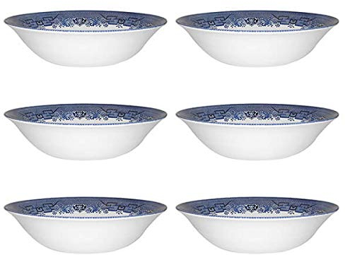 Churchill China Blue Willow Oatmeal Bowl 15.5cm Set of 6