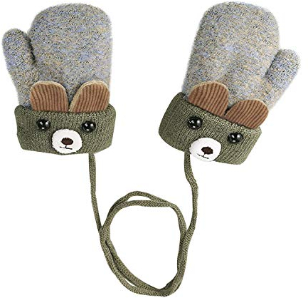 Baby Kleinkind Winter Handschuhe Fäustlinge auf Schnur Niedlicher Warm Baby Fäustel mit Plüsch Winter Weich Doppelt Strickhandschuh Kinder Schnee Handschuhe für Baby Mädchen Jungen 0-3 Jahre Geschenk