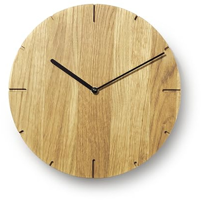 Natuhr Wanduhr Eiche geölt Holzuhr Solide Massivholz, präzises Funk Uhrwerk, puristisch, modern, skandinavisches Design(Eiche geölt)