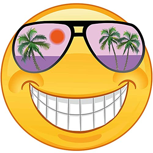 Kleberio Aufkleber lachend mit lila Sonnenbrille wetterfest für Helm Autoaufkleber Wohnmobil Mülltonnenaufkleber Wohnwagen Moped LKW Coole Sticker Set Car Sticker Aufkleber Auto Kinderzimmer 10 x 10cm