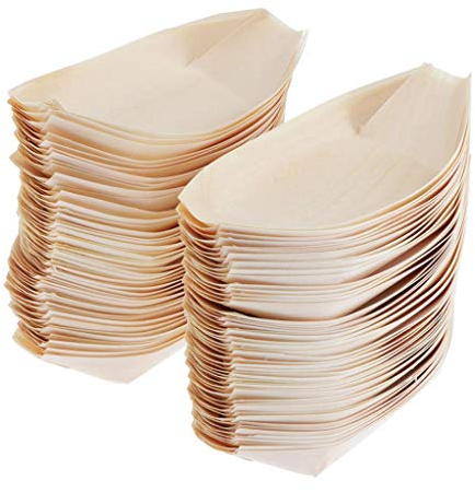 Perfeclan Schalen Teller 100 Set, Fingerfood Schälchen, Snack Schalen für Knabbereien, Tapas oder Sushi, plastikfrei - abbaubar, 17x8.5cm